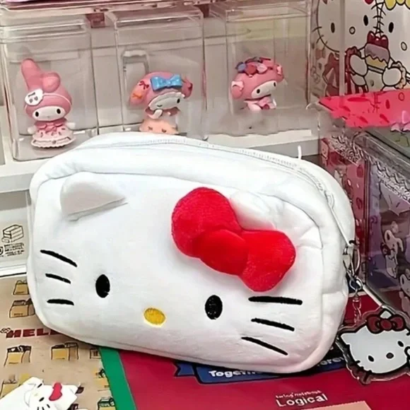 NEW| Sanrio Anime Hello Kitty Plush Large Capacity Cute Pencil Case - Picture 3 of 8